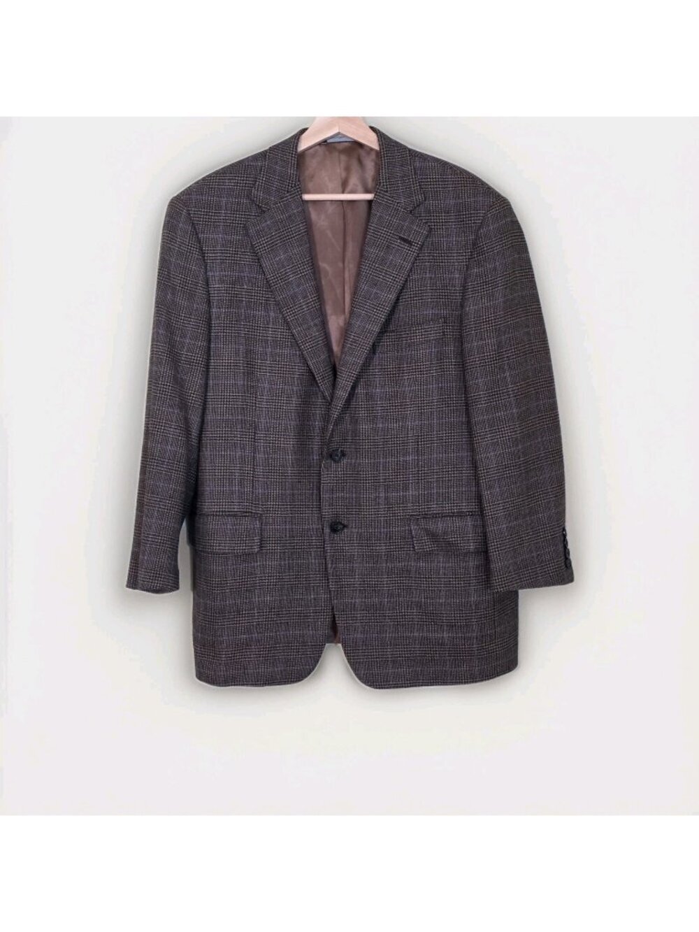 Samuelsohn Blazer 42S Lambswool Super 100s Brown Glen Plaid Sport Coat Canada